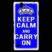 Coque Sony Xperia C4 Keep Calm and Carry on Bleu
