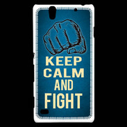 Coque Sony Xperia C4 Keep Calm and Fight Bleu