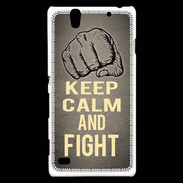 Coque Sony Xperia C4 Keep Calm and Fight Gris