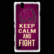 Coque Sony Xperia C4 Keep Calm and Fight Rose