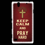 Coque Sony Xperia C4 Keep Calm and Pray Christian Rouge
