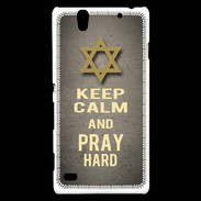 Coque Sony Xperia C4 Keep Calm and Pray jewish Gris