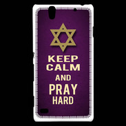 Coque Sony Xperia C4 Keep Calm and Pray jewish Violet