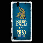 Coque Sony Xperia C4 Keep Calm and Pray Muslim Bleu