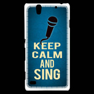 Coque Sony Xperia C4 Keep Calm and Sing Bleu