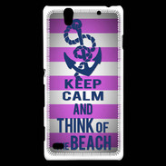 Coque Sony Xperia C4 Keep Calm and Think Beach Rose