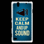 Coque Sony Xperia C4 Keep Calm and Up Sound Bleu