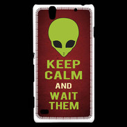 Coque Sony Xperia C4 Keep Calm and Wait Alien Rouge