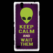 Coque Sony Xperia C4 Keep Calm and Wait Alien Violet