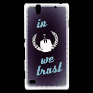 Coque Sony Xperia C4 In anonymous We trust bleu ZG