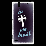 Coque Sony Xperia C4 In Christ We trust Bleu ZG