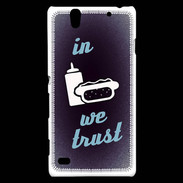 Coque Sony Xperia C4 In Junk We trust Bleu ZG