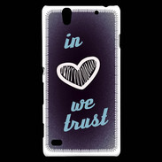 Coque Sony Xperia C4 In Love We trust Bleu ZG