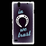 Coque Sony Xperia C4 In Luck We trust Bleu ZG