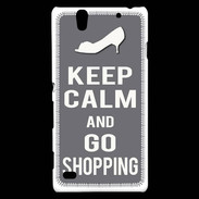 Coque Sony Xperia C4 Keep Calm Go Shopping Gris
