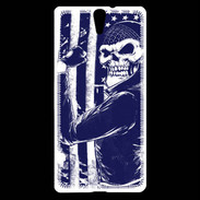 Coque Sony Xperia C5 Tête de mort Biker USA