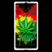 Coque Sony Xperia C5 Feuille de cannabis et cœur Rasta