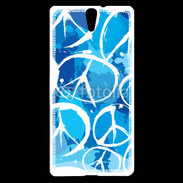 Coque Sony Xperia C5 Peace and love Bleu