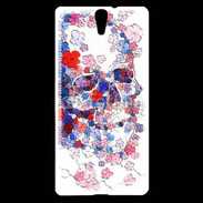 Coque Sony Xperia C5 Skull en fleurs
