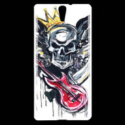 Coque Sony Xperia C5 Tête de mort et guitare