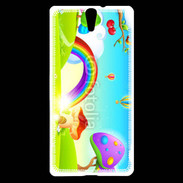 Coque Sony Xperia C5 Cartoon nature et arc en ciel