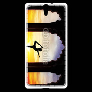 Coque Sony Xperia C5 Danseuse yoga temple couché de soleil