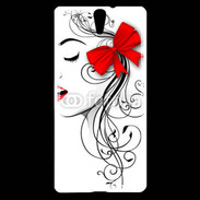 Coque Sony Xperia C5 Visage glamour noir et rouge