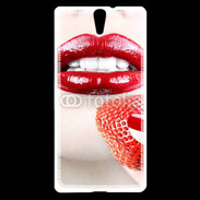 Coque Sony Xperia C5 Bouche sexy rouge à lèvre gloss rouge fraise