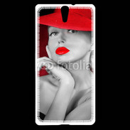 Coque Sony Xperia C5 Femme élégante en noire et rouge 15