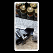 Coque Sony Xperia C5 Vintage fusil et cartouche