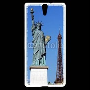 Coque Sony Xperia C5 Statue de la liberté et tour Eiffel