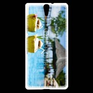 Coque Sony Xperia C5 Pina colada au bord de la piscine