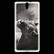 Coque Sony Xperia C5 Lionne en noir et blanc