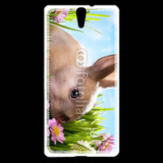 Coque Sony Xperia C5 Lapin et fleurs