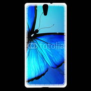 Coque Sony Xperia C5 Papillon sur fond bleu