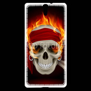 Coque Sony Xperia C5 Tête de mort en flamme