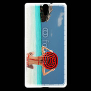 Coque Sony Xperia C5 Femme assise sur la plage