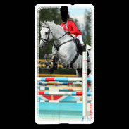 Coque Sony Xperia C5 Jumping Equitation cheval gris