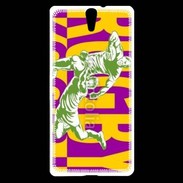 Coque Sony Xperia C5 Poster rugby sur fond jaune