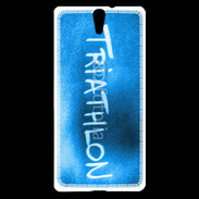 Coque Sony Xperia C5 Triathlon sur fond bleu