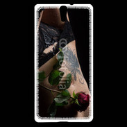 Coque Sony Xperia C5 Lingerie et rose rouge