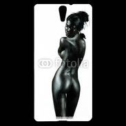 Coque Sony Xperia C5 Femme nue body painting noir et blanc 3