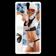 Coque Sony Xperia C5 Charme et snowboard