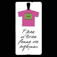 Coque Sony Xperia C5 Femme de rugbyman Bonus offensif-défensif Blanc