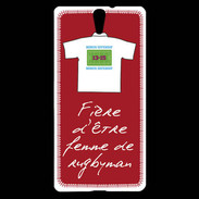 Coque Sony Xperia C5 Femme de rugbyman Bonus offensif-défensif Rouge