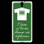 Coque Sony Xperia C5 Femme de rugbyman Bonus offensif-défensif Vert
