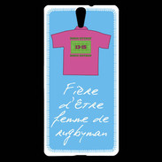 Coque Sony Xperia C5 Femme de rugbyman Bonus offensif-défensif Bleu