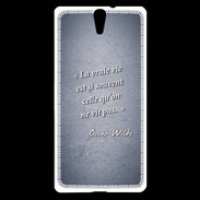 Coque Sony Xperia C5 Vrai vie Bleu Citation Oscar Wilde