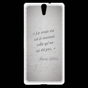 Coque Sony Xperia C5 Vrai vie Gris Citation Oscar Wilde