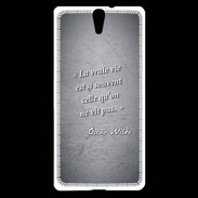 Coque Sony Xperia C5 Vrai vie Noir Citation Oscar Wilde